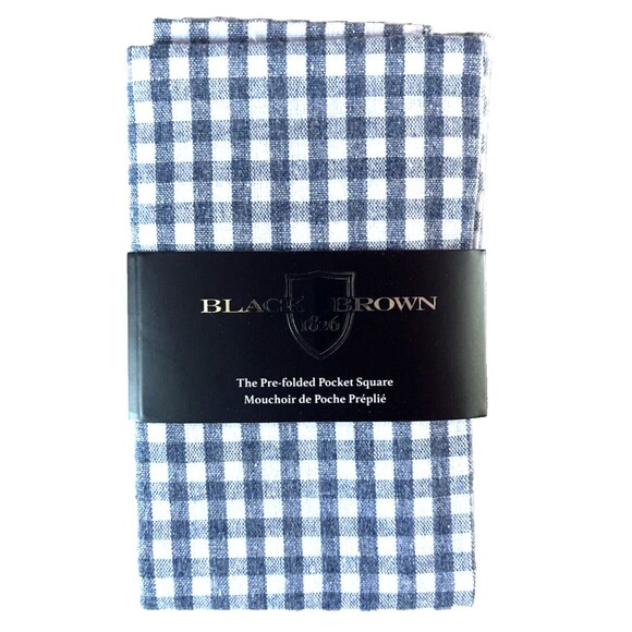 2-PK BLACK BROWN 1826 Pre-Folded Pocket Squares Red Celtic & Blk White Checkered - Picture 3 of 5